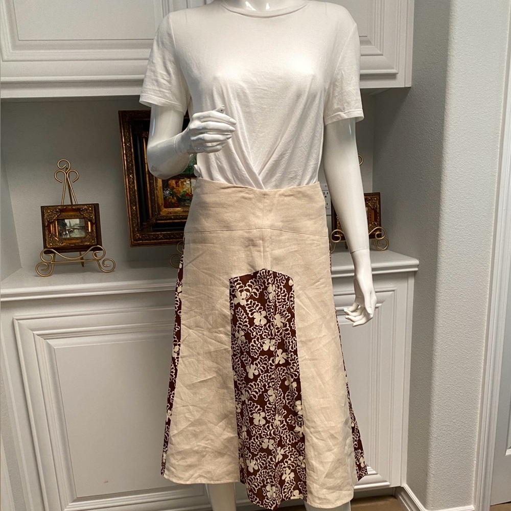 Elegant Floral Brown and Taupe Skirt